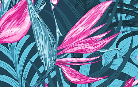 抽象 花朵 夜晚 丛林 树叶 矢量 图案  4K壁纸