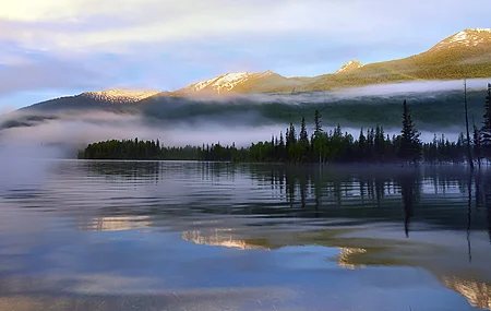 山 雾 森林 水 反射 自然  电脑壁纸 4K壁纸