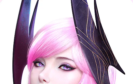 女人 粉色头发 短发 粉色眼睛 口红 金色 肖像 简单背景 白色  手机壁纸 4K壁纸