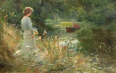 女性 绘画 户外 自然 经典 艺术  电脑壁纸 4K壁纸