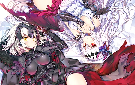 红眼睛 艺术家 命运 黄眼睛 动漫女孩 银发 盔甲 服装 珍妮  电脑壁纸 4K壁纸