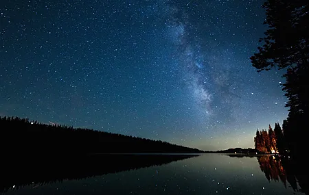 夜 夜空 湖 自然 风景 星空 极光 电脑壁纸 4K壁纸