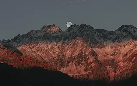 月亮 风景 山脉 黄昏 自然 天空  电脑壁纸 4K壁纸