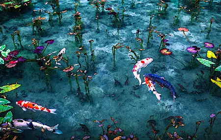 绘画 植物 树叶 鱼 锦鲤  电脑壁纸 4K壁纸