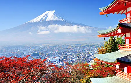  天际线 富士山 火山  风景 建筑 樱花 电脑壁纸 4K壁纸