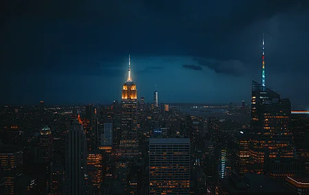 城市 建筑 摩天大楼 灯光 夜晚 城市灯光  景观  电脑壁纸 4K壁纸