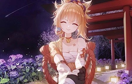 长发 金发 动漫 动漫女孩 原神  艺术 灯笼  电脑壁纸 4K壁纸