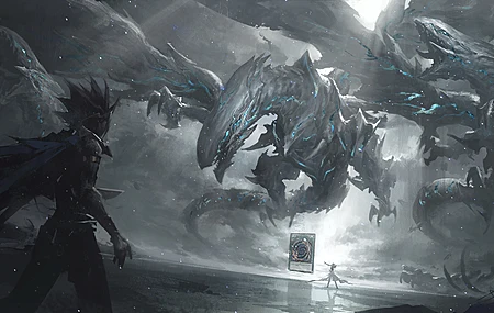 游戏 动漫男孩 蓝眼睛 龙 AI艺术 绘画 艺术 暗黑 电脑壁纸 4K壁纸