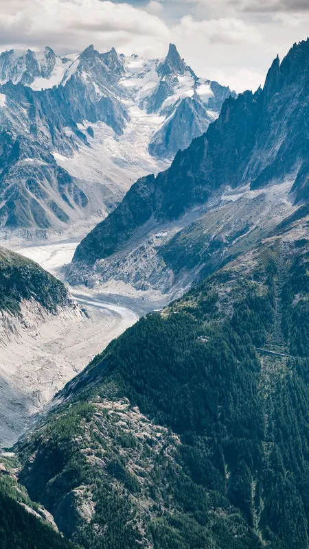 自然 山脉 风景 树木 天空 云 雪  手机壁纸 4K壁纸