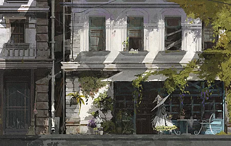 建筑 废弃城市 AI艺术 动漫女孩 末日 绘画 动漫  电脑壁纸 8K壁纸