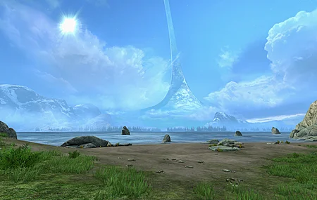 光环 游戏 水 海滩 山脉 地平线 科幻 虚拟  电脑壁纸 4K壁纸