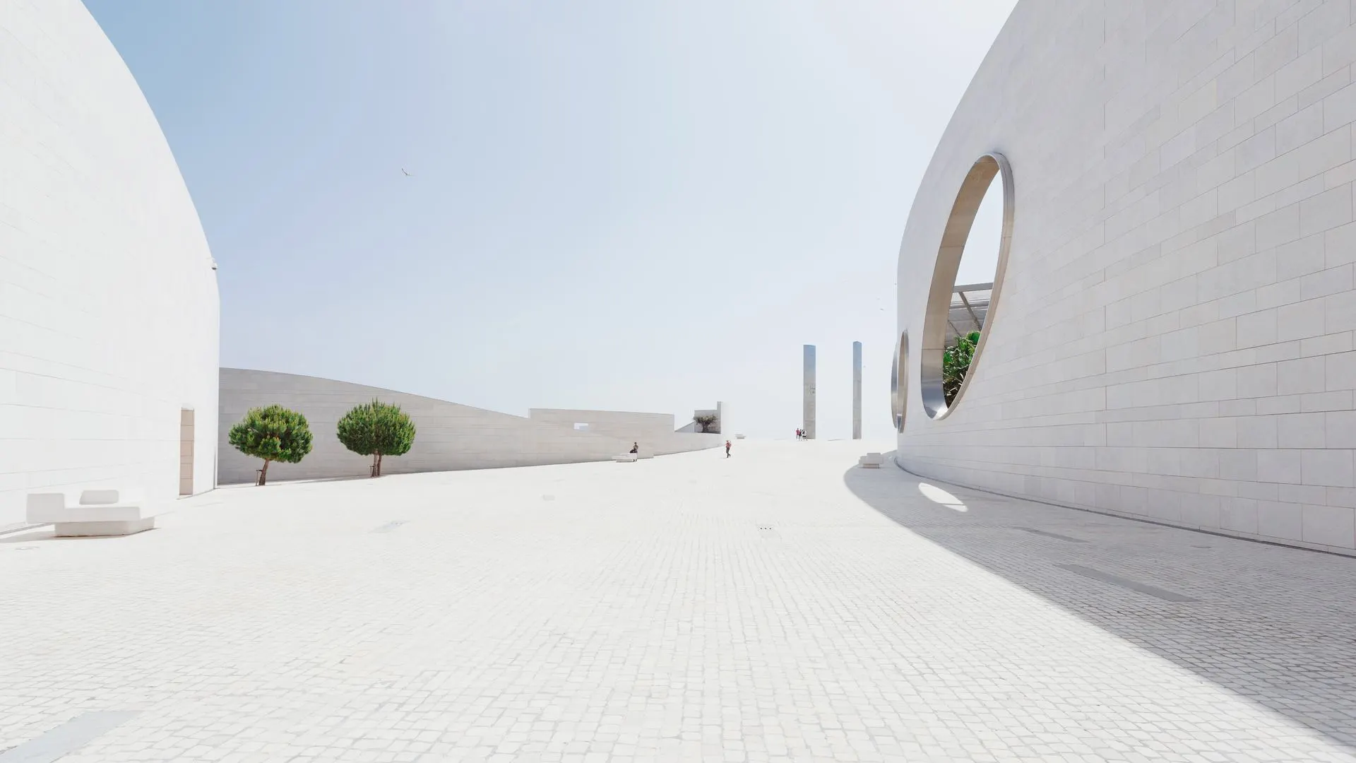 建筑 树木 房屋 天空 极简主义 白色 风景 电脑壁纸 4K壁纸