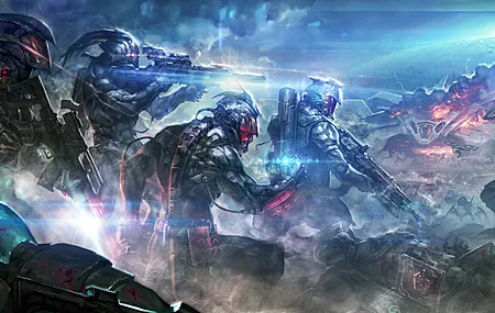科幻 艺术品 战斗 数字艺术 青色 武器 未来 游戏 电影 概念设计 电脑壁纸 4K壁纸