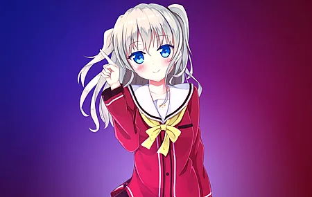 长发 蓝眼睛 动漫 动漫女孩 灰色头发 可爱 马尾 电脑壁纸 4K壁纸