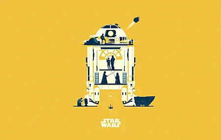 艺术品 极简主义 星球大战 黄色背景 简单背景 黄色  电脑壁纸 4K壁纸