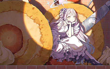 长发 微笑 粉色头发 动漫女孩 食物 蔚蓝档案 糖果 黄眼睛 刀 倒影 高跟鞋 翅膀 脸红 连衣裙  电脑壁纸 4K壁纸