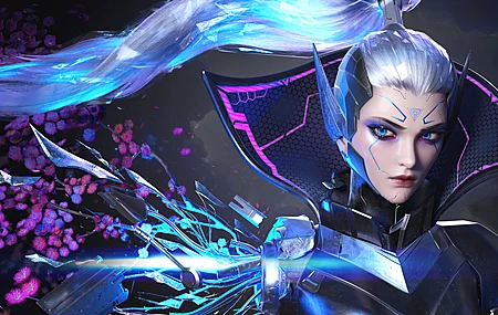  英雄联盟 蓝眼睛 妇女 英雄联盟 游戏 游戏CG 女孩 游戏 艺术 红色口红  电脑壁纸 4K壁纸