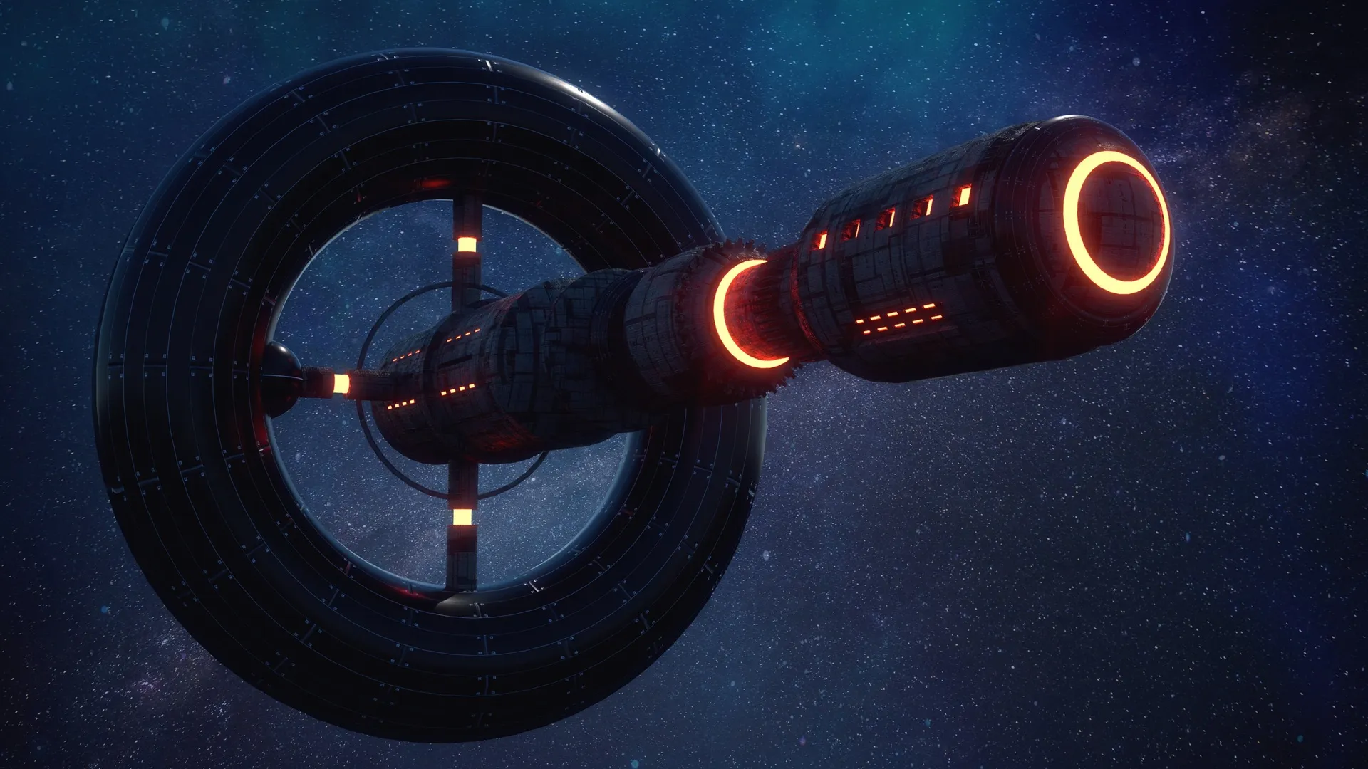 飞船 空间 星星 夜 黑暗 宇宙 科幻 车辆 未来派 飞行 灯光 AI艺术  电脑壁纸 4K壁纸