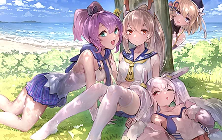 马尾辫 短发 白发 紫色头发 金发 动漫 动漫女孩 蔚蓝档案 双尾 AI艺术  电脑壁纸 4K壁纸