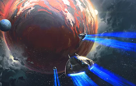 AI艺术 插图 空间 空间艺术 伽利 星星 宇宙飞船 科幻  电脑壁纸 4K壁纸