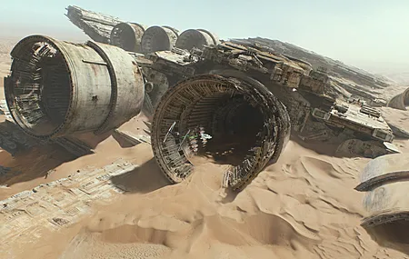 星球大战 原力觉醒 歼星舰 沙漠 坠毁 沉船 战舰 宇宙飞船 电脑壁纸 4K壁纸