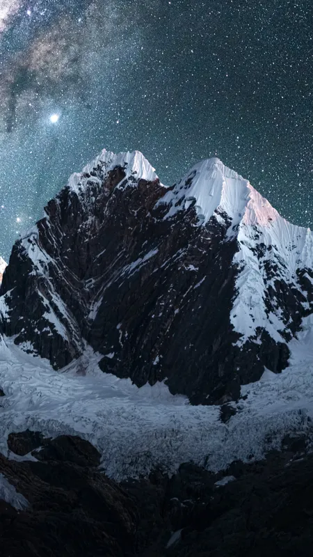 摄影 风景 自然 山脉 夜 雪 星夜 帐篷 星星   手机壁纸 4K壁纸