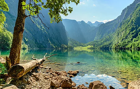 自然 景观 山脉 湖泊 树木 水 天空 云 岩石  电脑壁纸 4K壁纸 