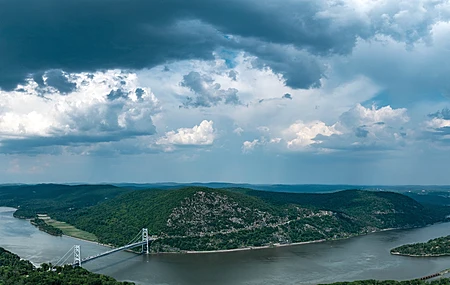 风景 天空 山脉 丘陵 夏天 自然 桥梁 水 云 多云 河流   电脑壁纸 4K壁纸