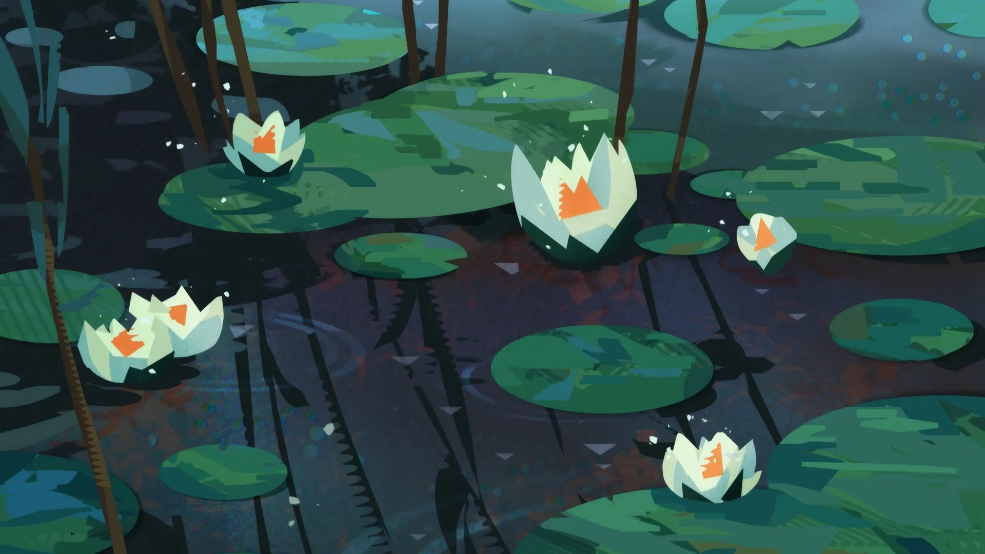 鲜花 数字艺术 艺术品 睡莲 绘画 设计 电脑壁纸 4K壁纸