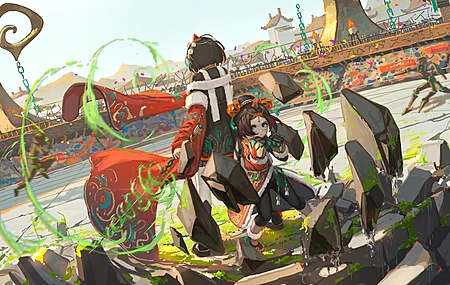 人物 拳头 插图 动漫女孩 竞技场 剑 战斗 战斗  电脑壁纸 4K壁纸