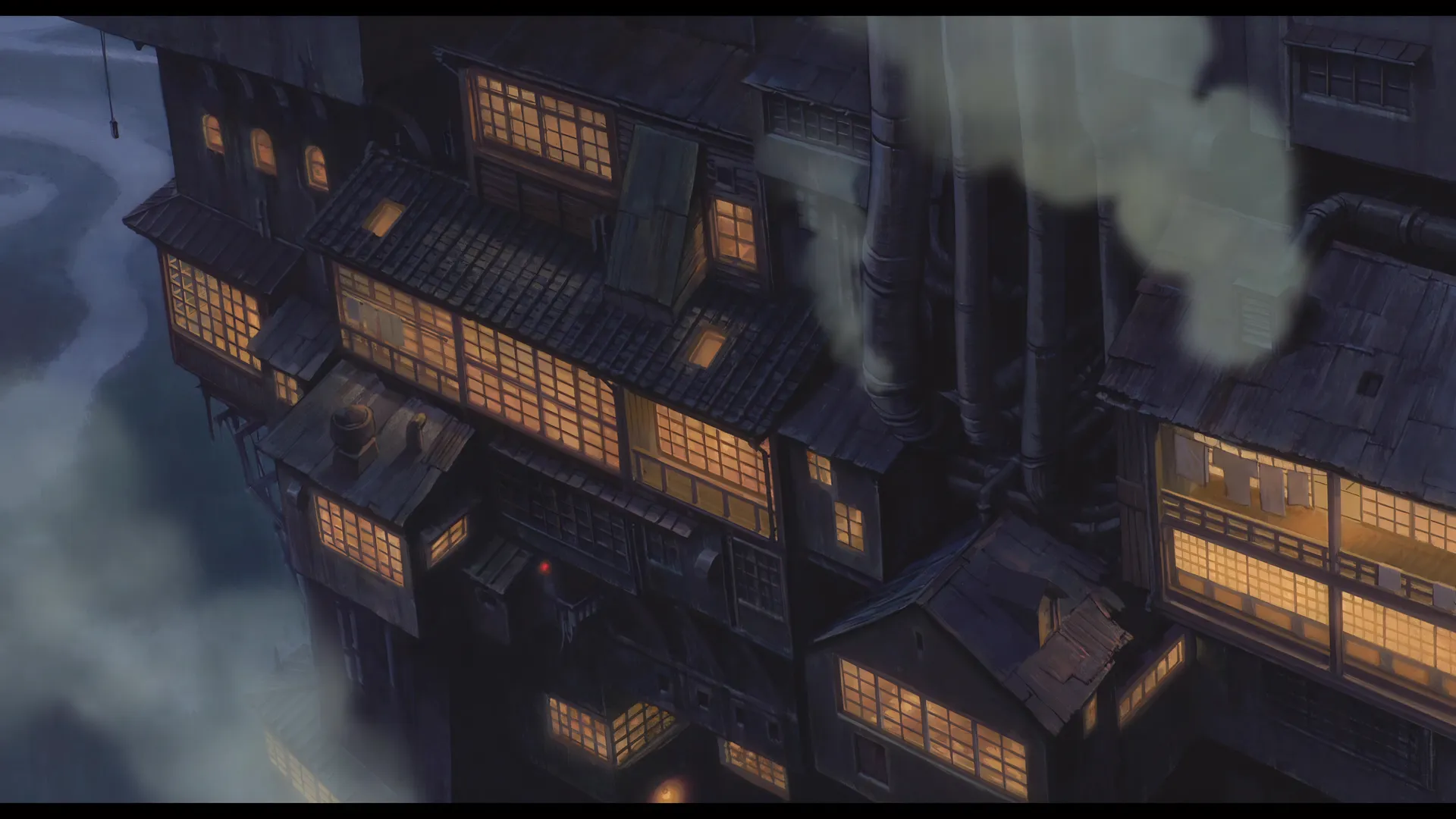 吉卜力工作室 千与千寻 夜 蒸汽 动漫 绘画 设计 艺术 电脑壁纸 4K壁纸