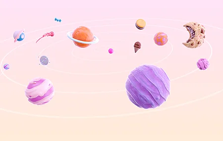 简单背景 艺术品 极简主义 幽默 行星 太阳系 冰淇淋 糖果 饼干 球体  电脑壁纸 4K壁纸