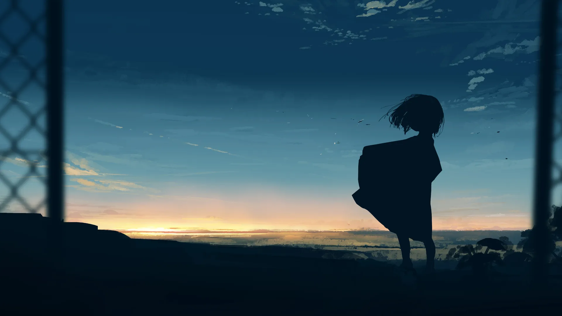优雅 站立 黎明 黄昏 风 数字艺术 剪影 阳光 艺术品 天空  电脑壁纸 4K壁纸