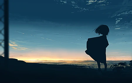 优雅 站立 黎明 黄昏 风 数字艺术 剪影 阳光 艺术品 天空  电脑壁纸 4K壁纸