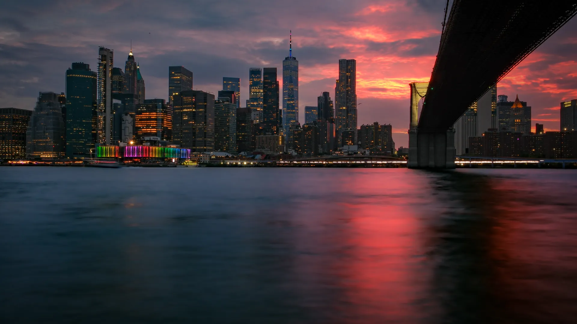 景观 城市 城市景观 建筑 公寓 水 河流 日落 灯光 桥梁 云 天空  电脑壁纸 4K壁纸