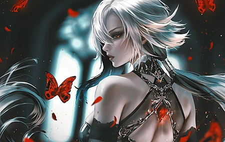 女人 长发 游戏 女孩 数字艺术 艺术品 插图 数字绘画 蝴蝶 昆虫   电脑壁纸 4K壁纸 原神
