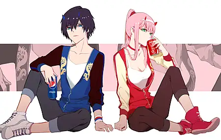 粉色头发 长发 短发女孩 白色鞋子 情侣 马尾辫 微笑 绿色眼睛  4K壁纸