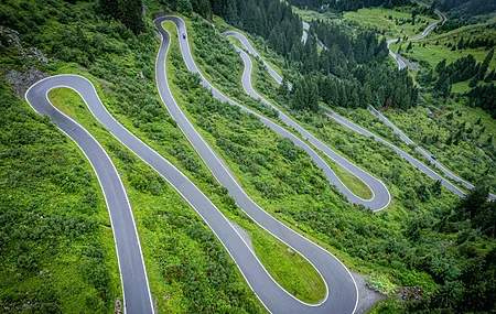 道路 森林 树木 绿色 山脉 自然 风景 丘陵 草地 户外  4K壁纸