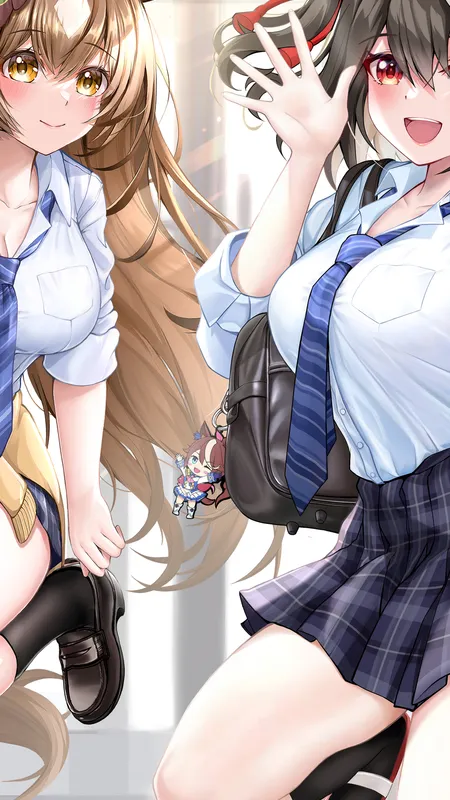  短发 长发 深色头发 动漫 漂亮 动漫女孩 校服 兽耳 赛马娘 黑发 AI艺术  手机壁纸 4K壁纸