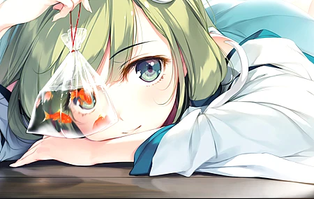 绿头发 绿眼睛 可口可乐 小谷三奈 动漫 动漫女孩  4K壁纸