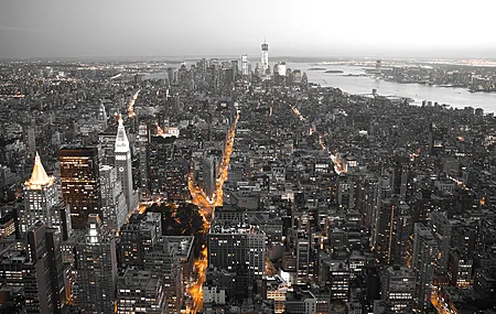 城市景观 黑色 白色 鸟瞰 摄影 夜景 4K壁纸