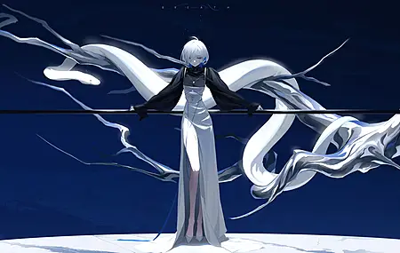 诗人 白发 蓝眼睛 动漫女孩 8K壁纸