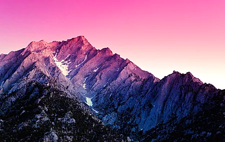 紫色 山脉 紫色天空 自然 风景  4K壁纸