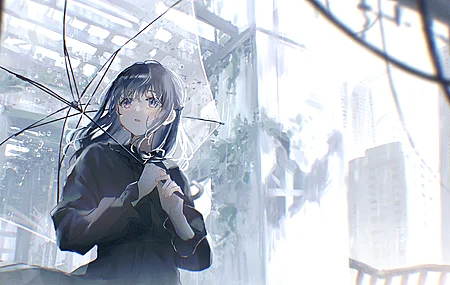 小鱼 动漫 动漫女孩 雨伞 雨 衣服  4K壁纸