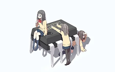 薯片 动漫女孩 简单背景  4K壁纸