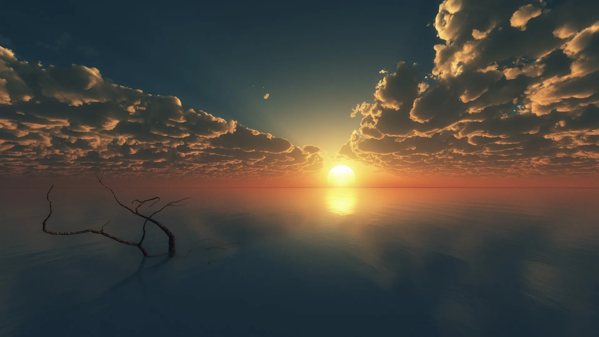 自然 风景 云 天空 AI艺术 太阳 日落 海洋 地平线 4K壁纸