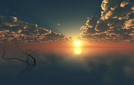 自然 风景 云 天空 AI艺术 太阳 日落 海洋 地平线 4K壁纸