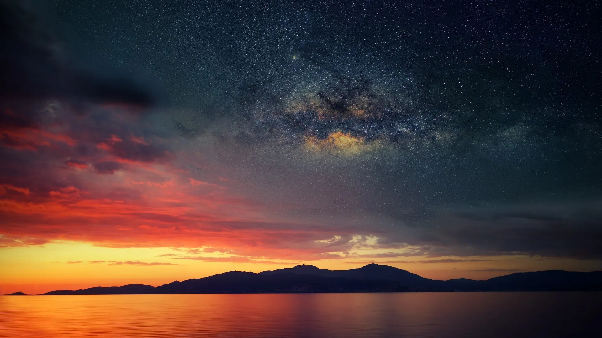景观 沙 夜空 日落  4K壁纸