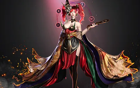 女人 侧视 红发 嘴巴 奇幻女孩 连衣裙 薄雾 兽耳 AI艺术 艺术 4K壁纸