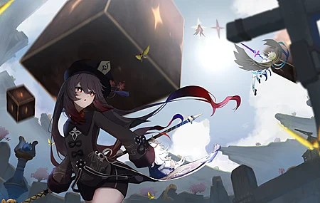 胡桃 原神 动漫女孩 魔方 水晶 4K壁纸